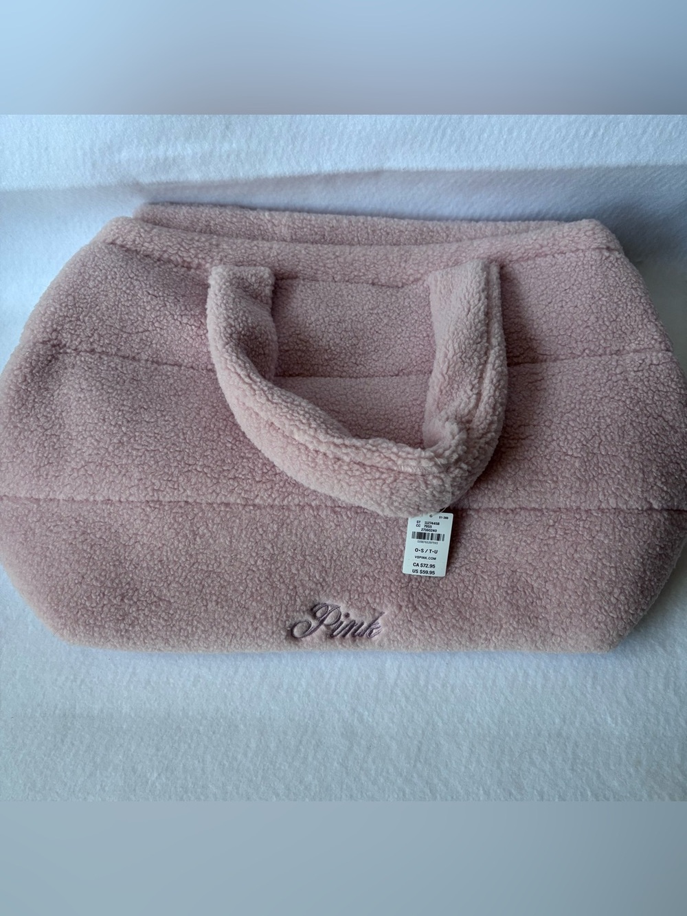 NWT Victoria's Secret PINK Cozy Plush Sherpa Tote Bag Dusty Rose Puffy